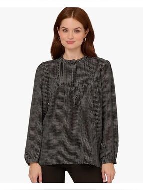 Adrianna Papell Black and White Polka Dot Blouse